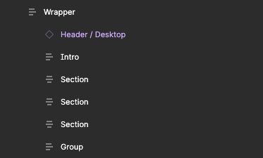 An example of wrapper group in Figma The figma levels organized